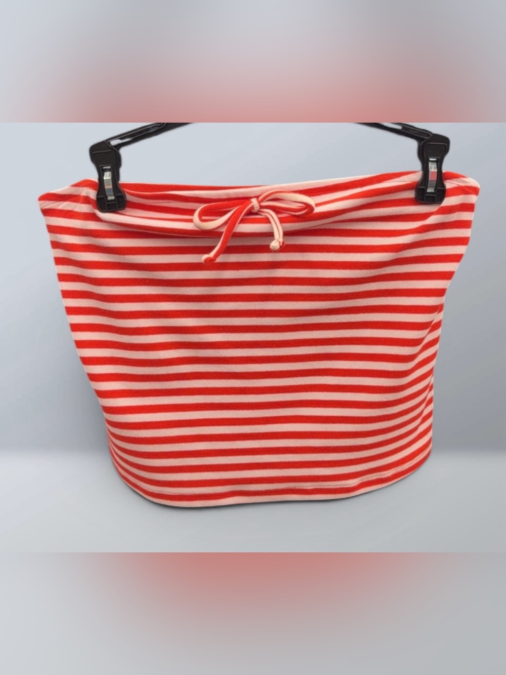 No Boundaries Red and White Striped Mini Skirt with Drawstring